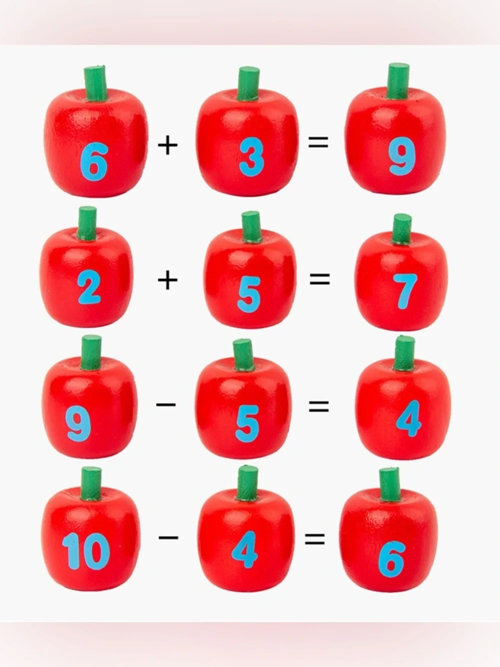 Wooden Number Apple Tree Counting Toy - Red Montessori Math Toys